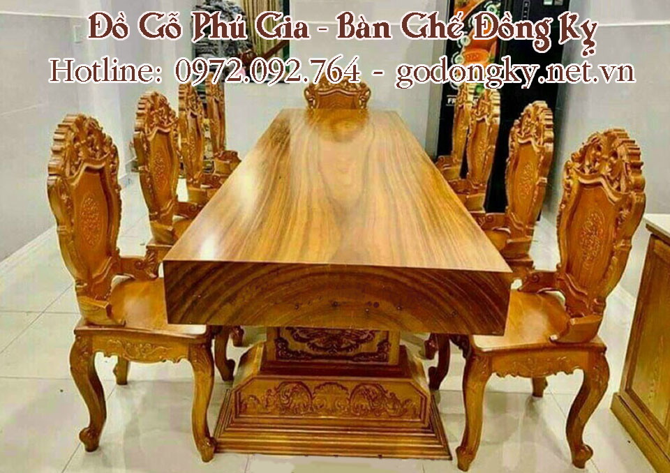 bộ bàn ghế phòng ăn nguyên khối đồ gỗ đồng kỵ giá rẻ1